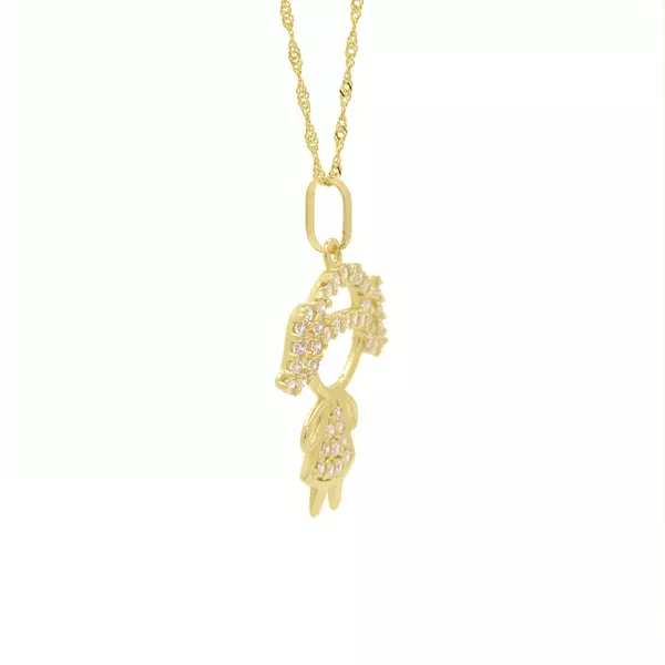 Pingente De Ouro 18k Menina Vestido Zircônias Bancas