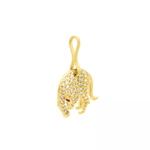 Pingente De Ouro 18k Pantera Com Zircônia Pequena