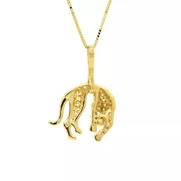 Pingente De Ouro 18k Pantera Com Zircônia Pequena