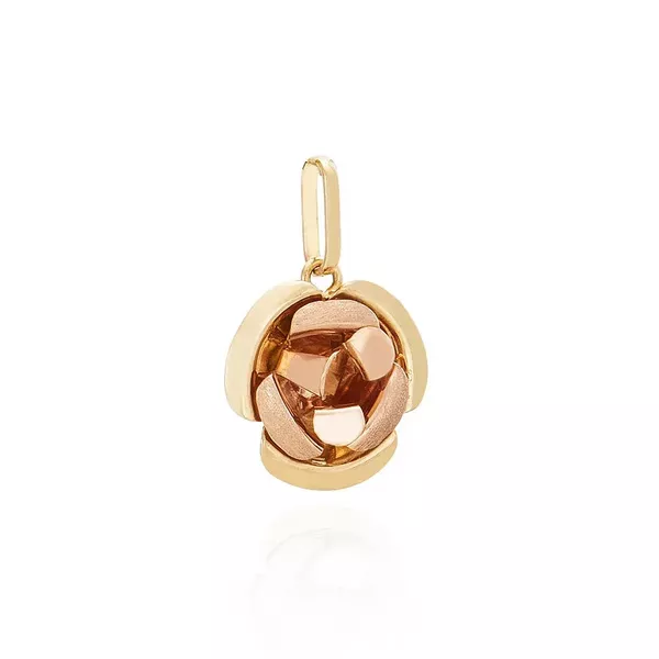 Pingente De Ouro 18k Rosa Bicolor Pequena