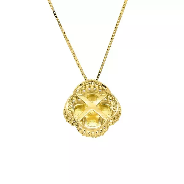 Pingente De Ouro 18k Trevo Dourado Com Zircônias 