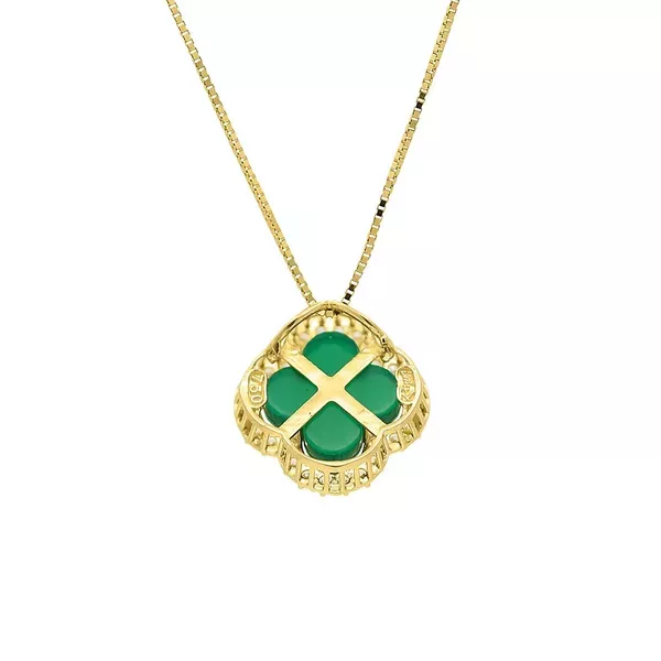 Pingente De Ouro 18k Trevo Verde Com Zircônias 