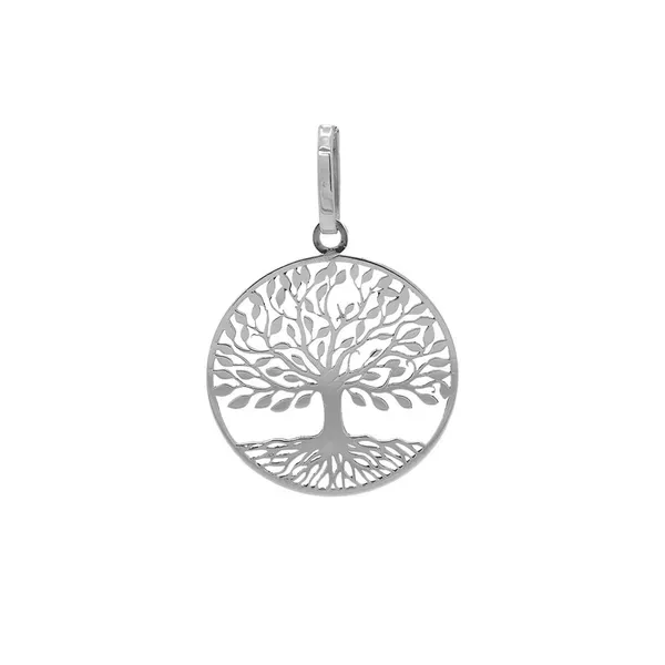 Pingente De Ouro Branco 18k Arvore da Vida Vazado/lisa