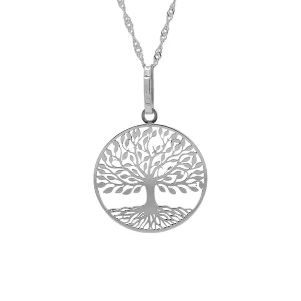 Pingente De Ouro Branco 18k Arvore da Vida Vazado/lisa