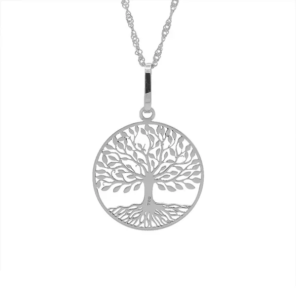 Pingente De Ouro Branco 18k Arvore da Vida Vazado/lisa