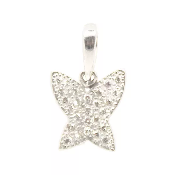 Pingente De Ouro Branco 18k Borboleta Com Diamantes