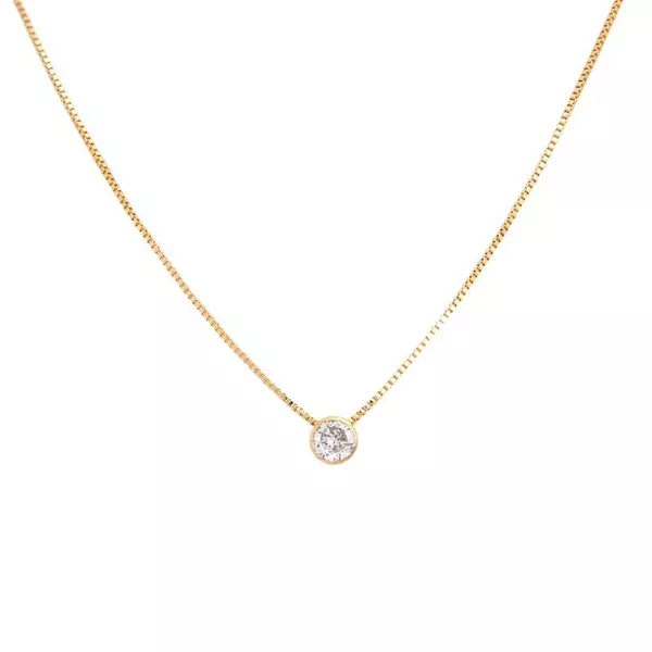 Pingente Ponto De Luz De Ouro 18k Com Zircônia De 4mm