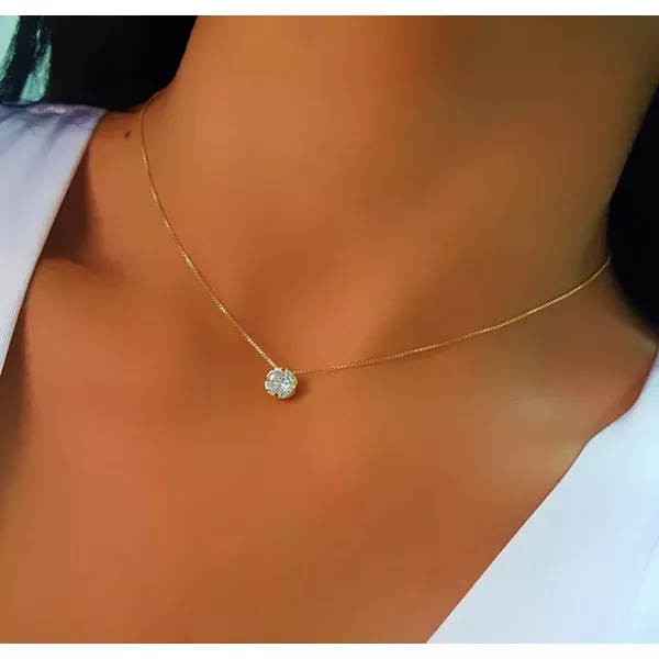 Pingente Ponto De Luz De Ouro 18k Com Zircônia De 5mm