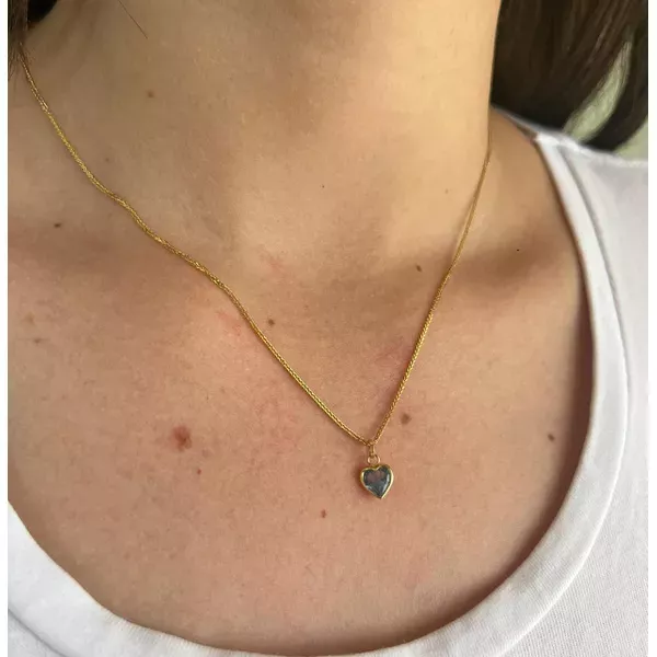 Pingente Ponto De Luz De Ouro 18k Coração Azul Claro De 6mm