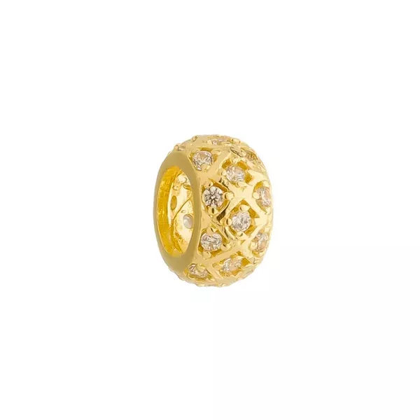 Separador De Ouro 18k Abaulado Com Zircônias Para Pingentes