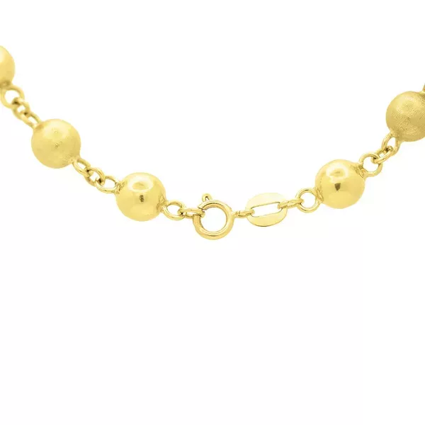 Pulseira De Ouro 18k Bolas Foscas e Polidas De 5mm Com 19cm