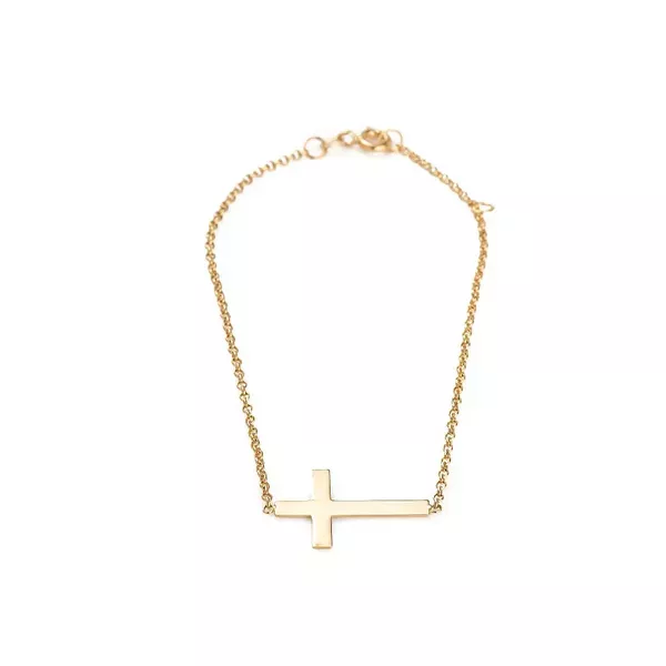 Pulseira De Ouro 18k Elo Português com Cruz