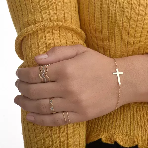 Pulseira De Ouro 18k Elo Português com Cruz