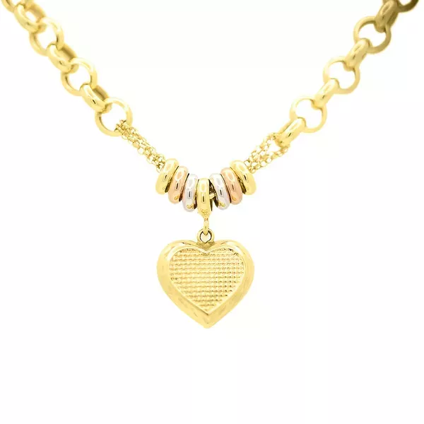 Pulseira De Ouro 18k Elo Português e Coração Com 19cm