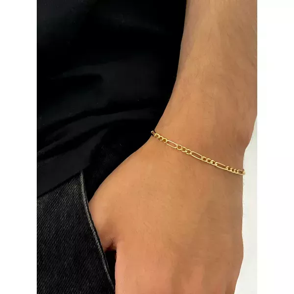 Pulseira De Ouro 18k Groumet 3x1 De 3,0mm Com 21cm