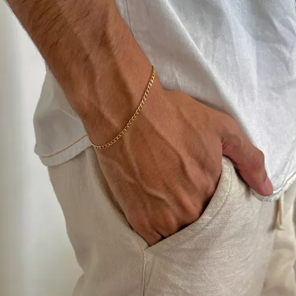 Pulseira De Ouro 18k Groumet De 2,3mm Com 21cm