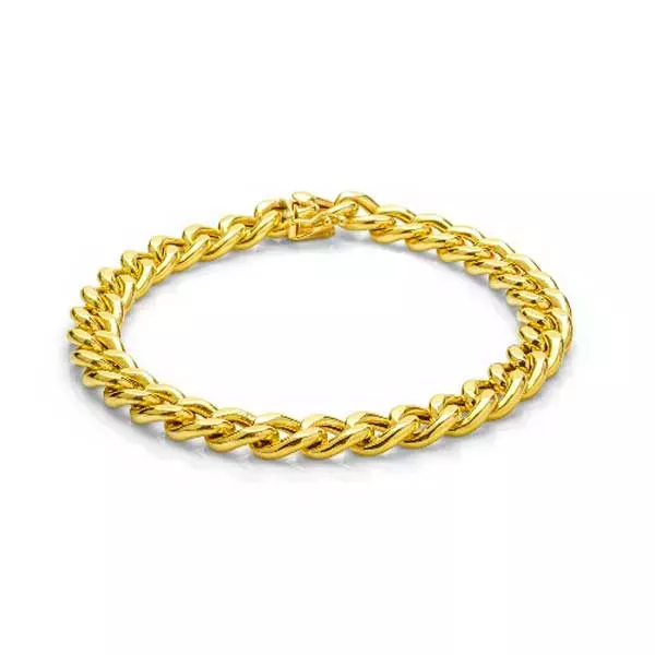 Pulseira De Ouro 18k Groumet De 7,5mm Com 21cm