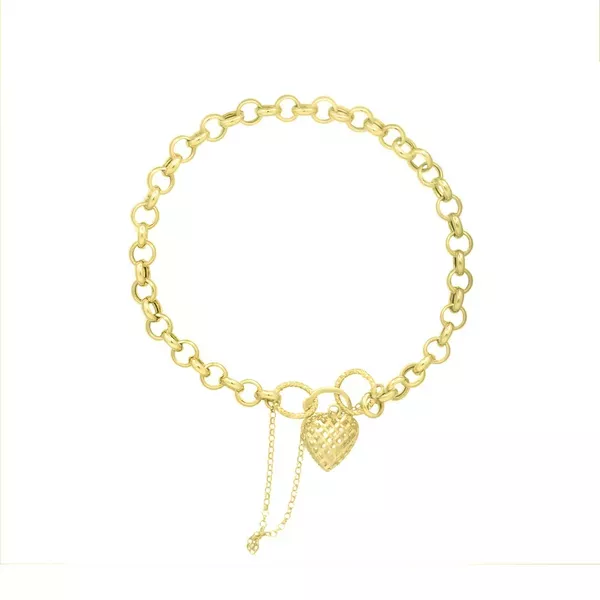 Pulseira De Ouro 18k Português Com Fecho De Coração De 3,5mm Com 19cm