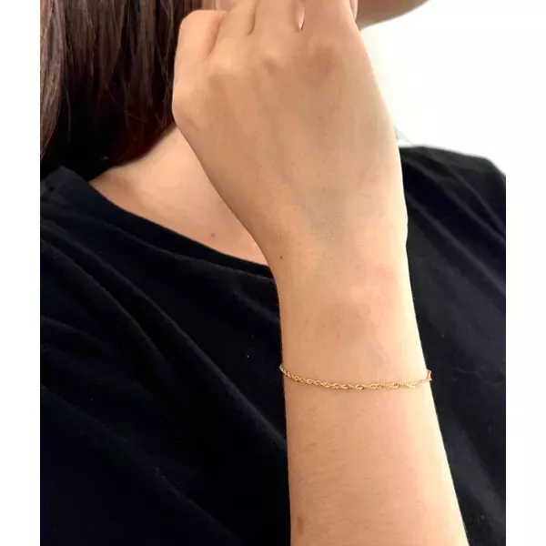 Pulseira De Ouro 18k Singapura De 1,2mm Com 18cm