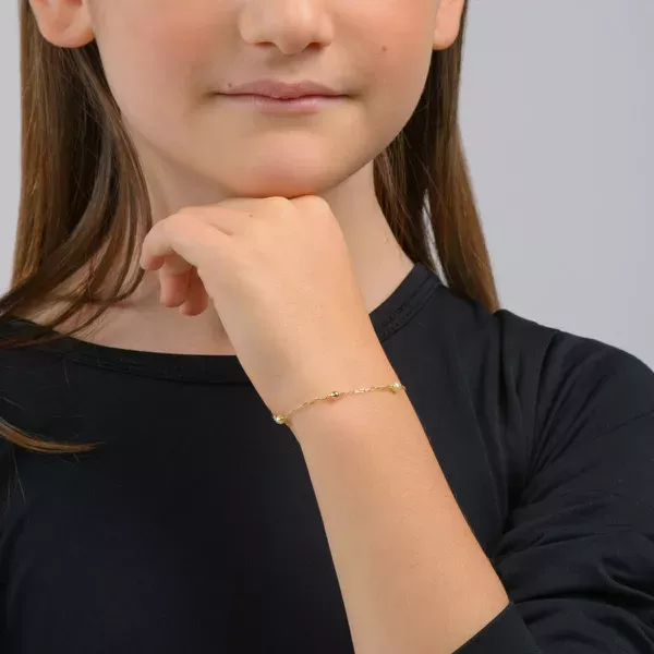 Pulseira Infantil De Ouro 18k Cartie Bolinha e Pérolas 3,0mm