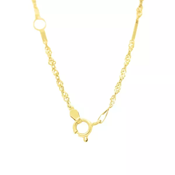 Pulseira Infantil De Ouro 18k Singapura De Placa Com Chapinha De 16cm