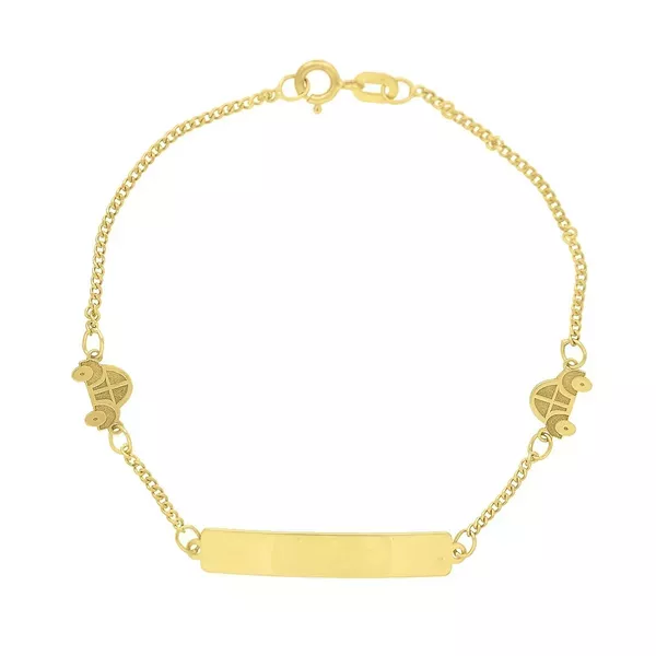 Pulseira Infantil Ouro 18k Groumet De 0,5mm Com 13cm