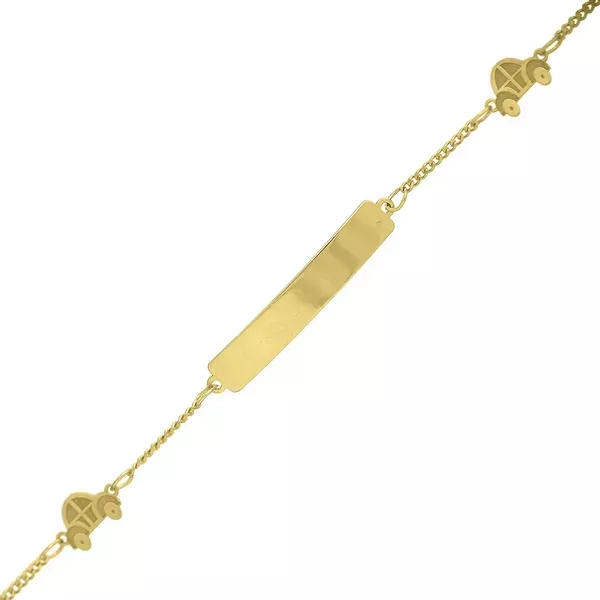 Pulseira Infantil Ouro 18k Groumet De 0,5mm Com 13cm