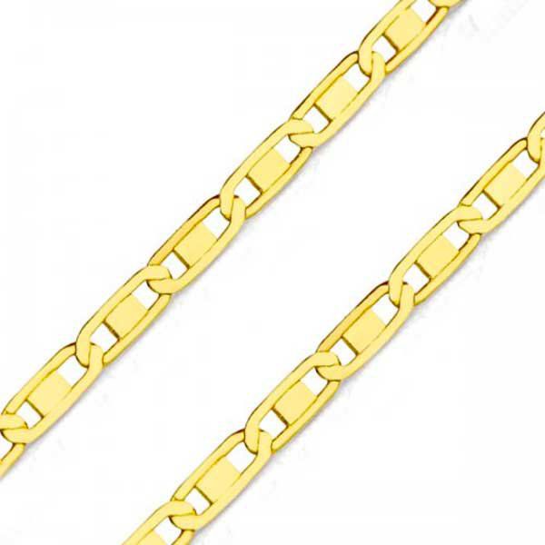 Corrente De Ouro 18k Piastrine Trabalhada De 2,6mm Com 60cm