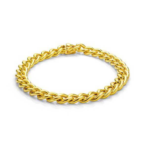 Pulseira De Ouro 18k Groumet De 7,5mm Com 15cm