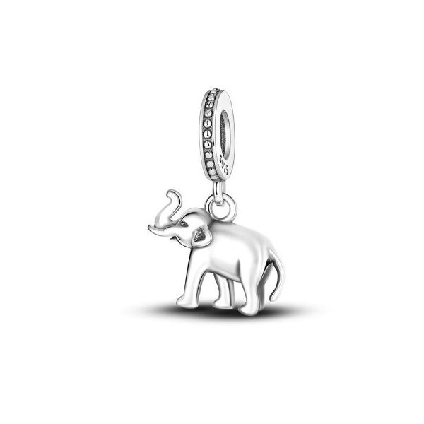 Berloque de Prata 925 Elefante Com Zircônias