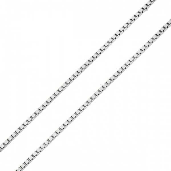 Corrente De Ouro Branco 18k Veneziana De 0,8mm Com 45cm
