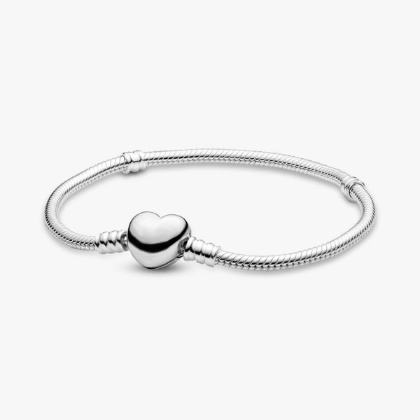 Pulseira De Prata 925 Berloques Coração Com 17Cm