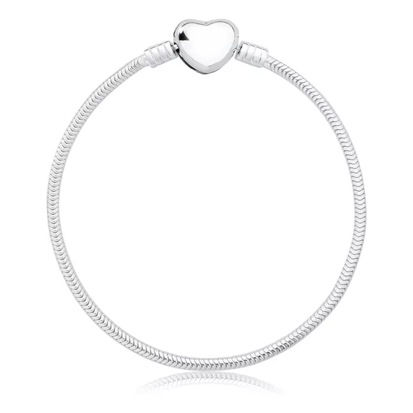 Pulseira De Prata 925 Berloques Coração Com 18Cm