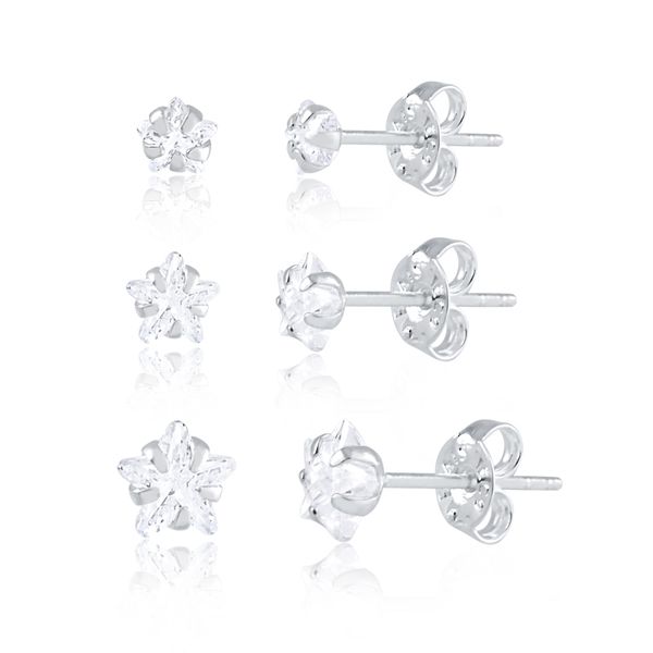 Kit De Prata 925 Trio Ponto De Luz Estrela 3, 4 e 5mm