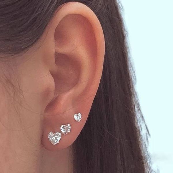 Kit De Prata 925 Trio Ponto De Luz Coração 3, 4 e 5mm