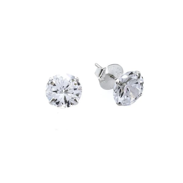 Brinco De Prata 925 Com Pedra De Zircônia De 6,0mm