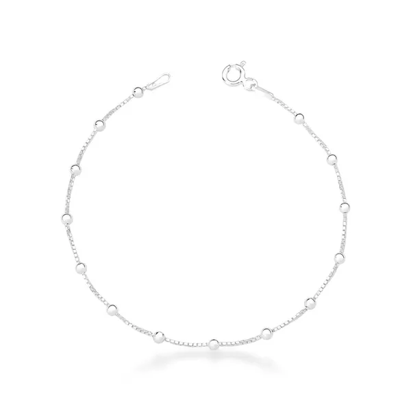 Pulseira De Prata 925 Veneziana Com Bolinhas De 2,5mm Com 18cm