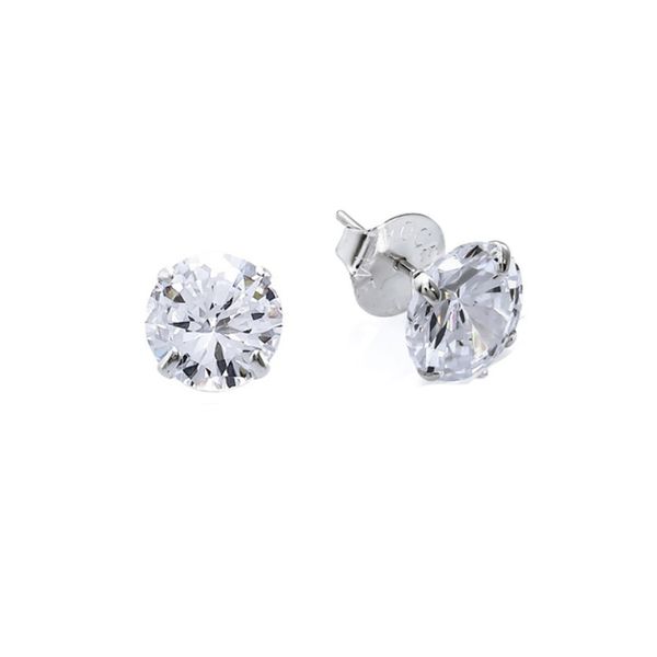 Brinco De Prata 925 Com Pedra De Zircônia De 8,0mm
