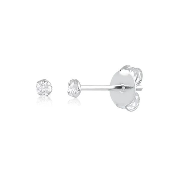 Brinco De Prata 925 Com Pedra De Zircônia De 2,0mm