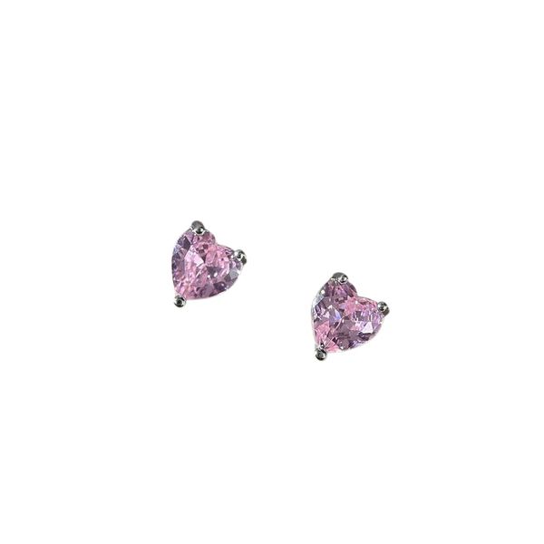 Brinco De Prata 925 Coração Majestoso Rosa
