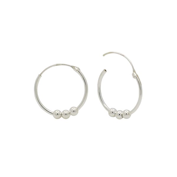 Brinco De Prata 925 Argola com Bolinhas