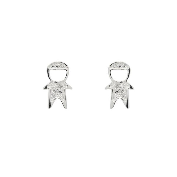 Brinco De Prata 925 Menino Com Zircônias