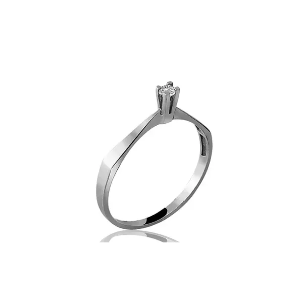 Anel De Ouro Branco 18k Solitário Lady Com Diamante