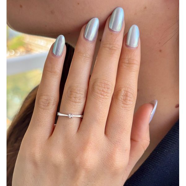 Anel De Ouro Branco 18k Solitário Lady Com Diamante