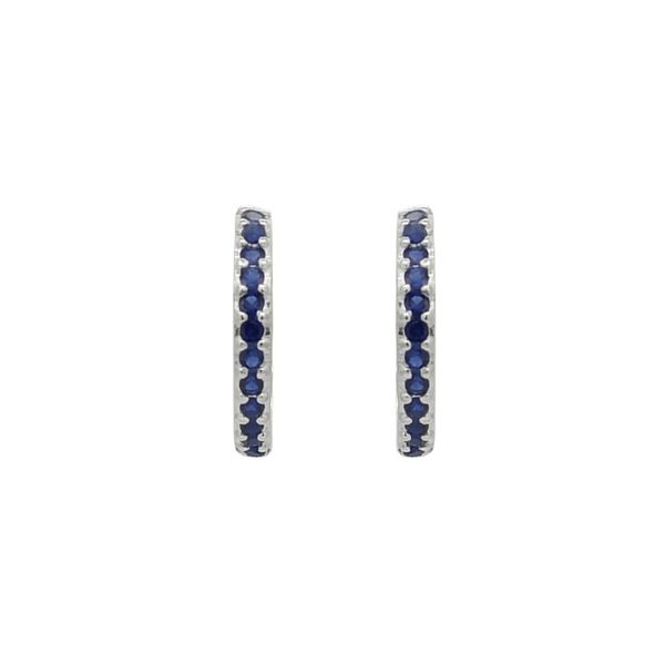 Brinco De Prata 925 Argola Com Detalhes Azuis G