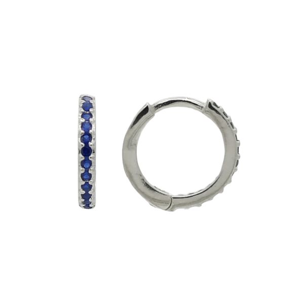 Brinco De Prata 925 Argola Com Detalhes Azuis G