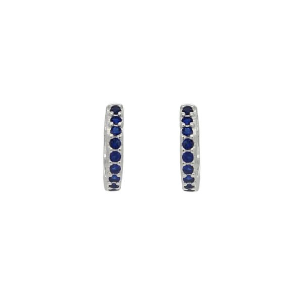 Brinco De Prata 925 Argola Com Detalhes Azuis P