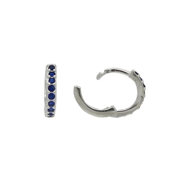 Brinco De Prata 925 Argola Com Detalhes Azuis P