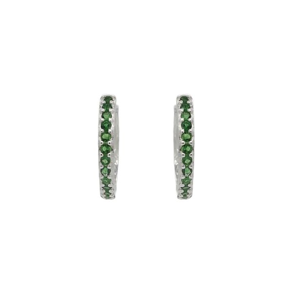 Brinco De Prata 925 Argola Com Detalhes Verdes G