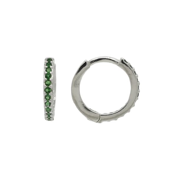 Brinco De Prata 925 Argola Com Detalhes Verdes G